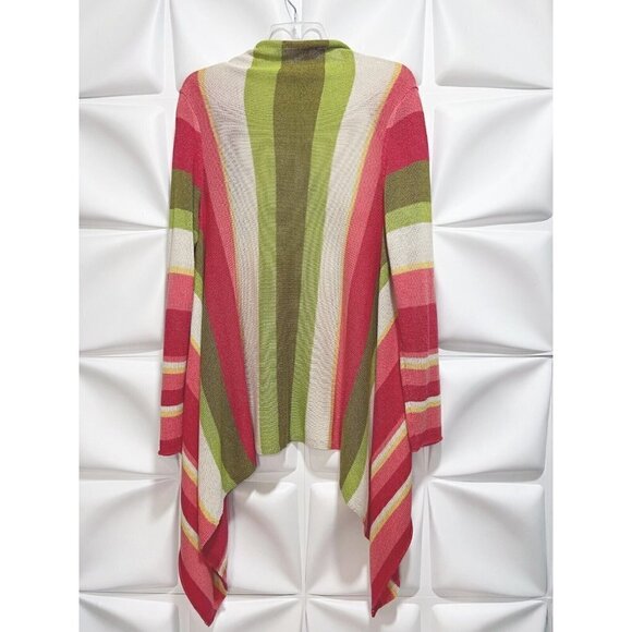 J Jill Sz S Asymmetrical Colorful Striped Open Front Sweater Duster Cardigan - Picture 6 of 10